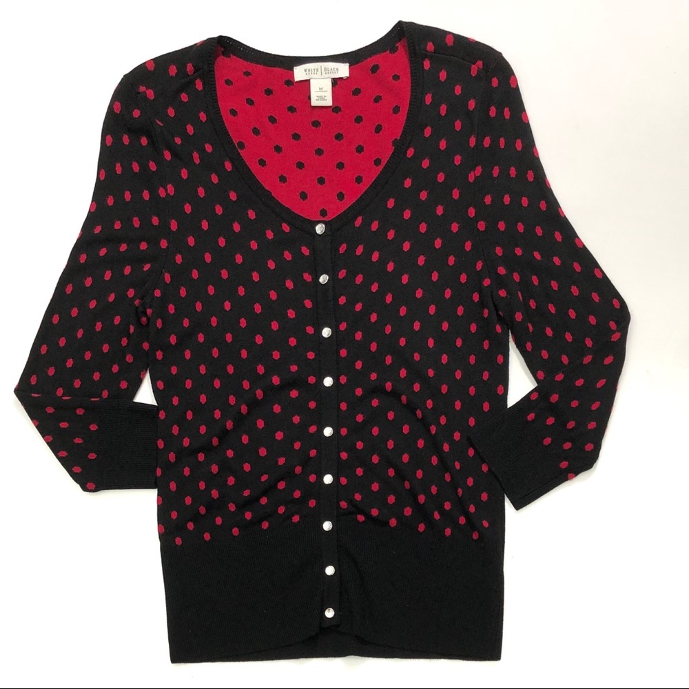 White House Black Market Polka Dot Cardigan
